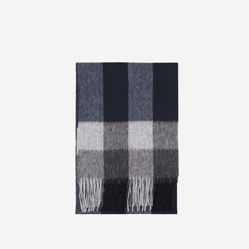 Wool Scarf Winter Popular Women's Men's Thickening Minimalist Plaid - AmiraMart