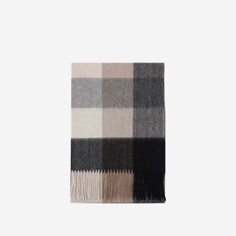 Wool Scarf Winter Popular Women's Men's Thickening Minimalist Plaid - AmiraMart