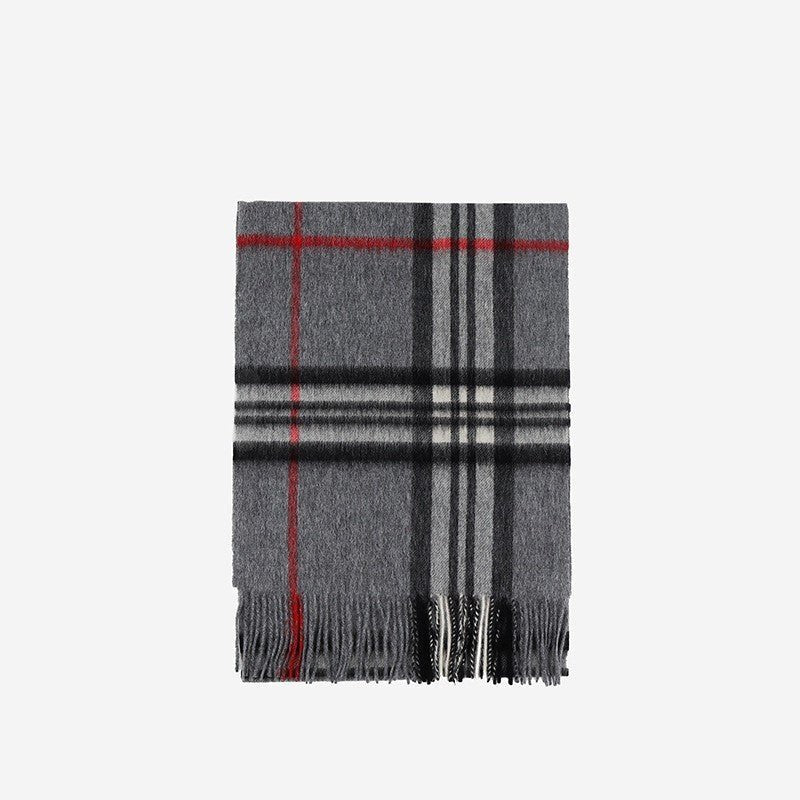 Wool Scarf Winter Popular Women's Men's Thickening Minimalist Plaid - AmiraMart