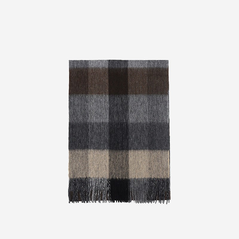 Wool Scarf Winter Popular Women's Men's Thickening Minimalist Plaid - AmiraMart