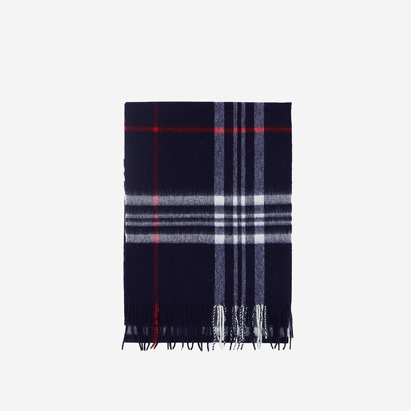 Wool Scarf Winter Popular Women's Men's Thickening Minimalist Plaid - AmiraMart