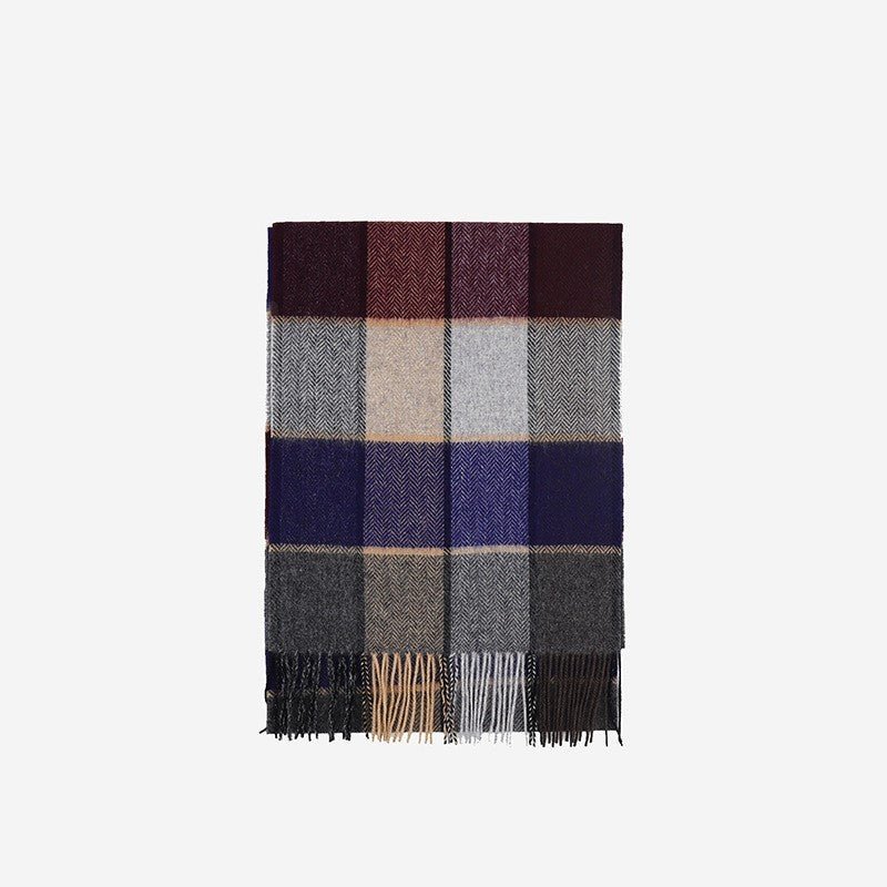 Wool Scarf Winter Popular Women's Men's Thickening Minimalist Plaid - AmiraMart