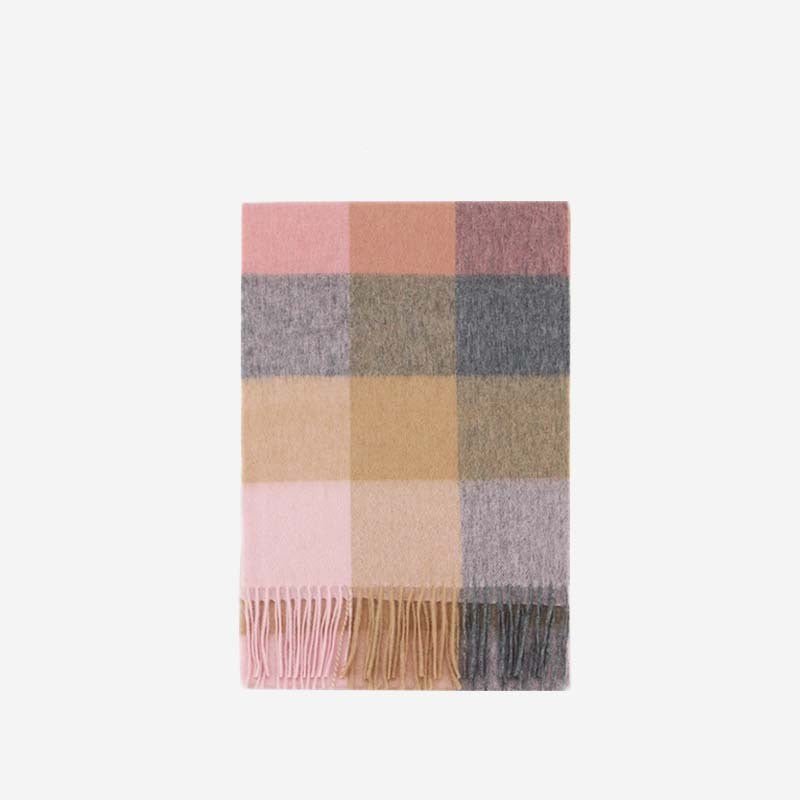 Wool Scarf Winter Popular Women's Men's Thickening Minimalist Plaid - AmiraMart
