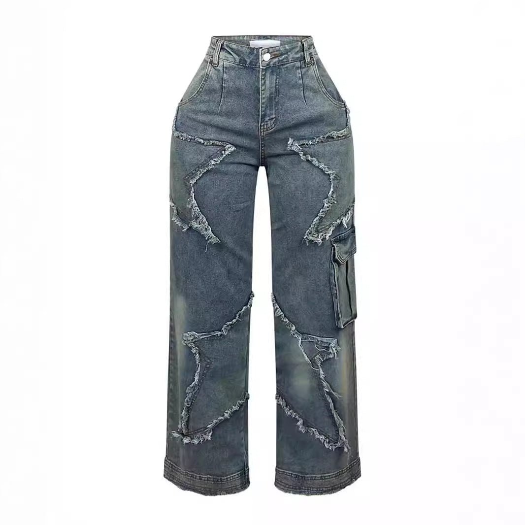 Fringed Burr Loose Straight Casual Pants - AmiraMart