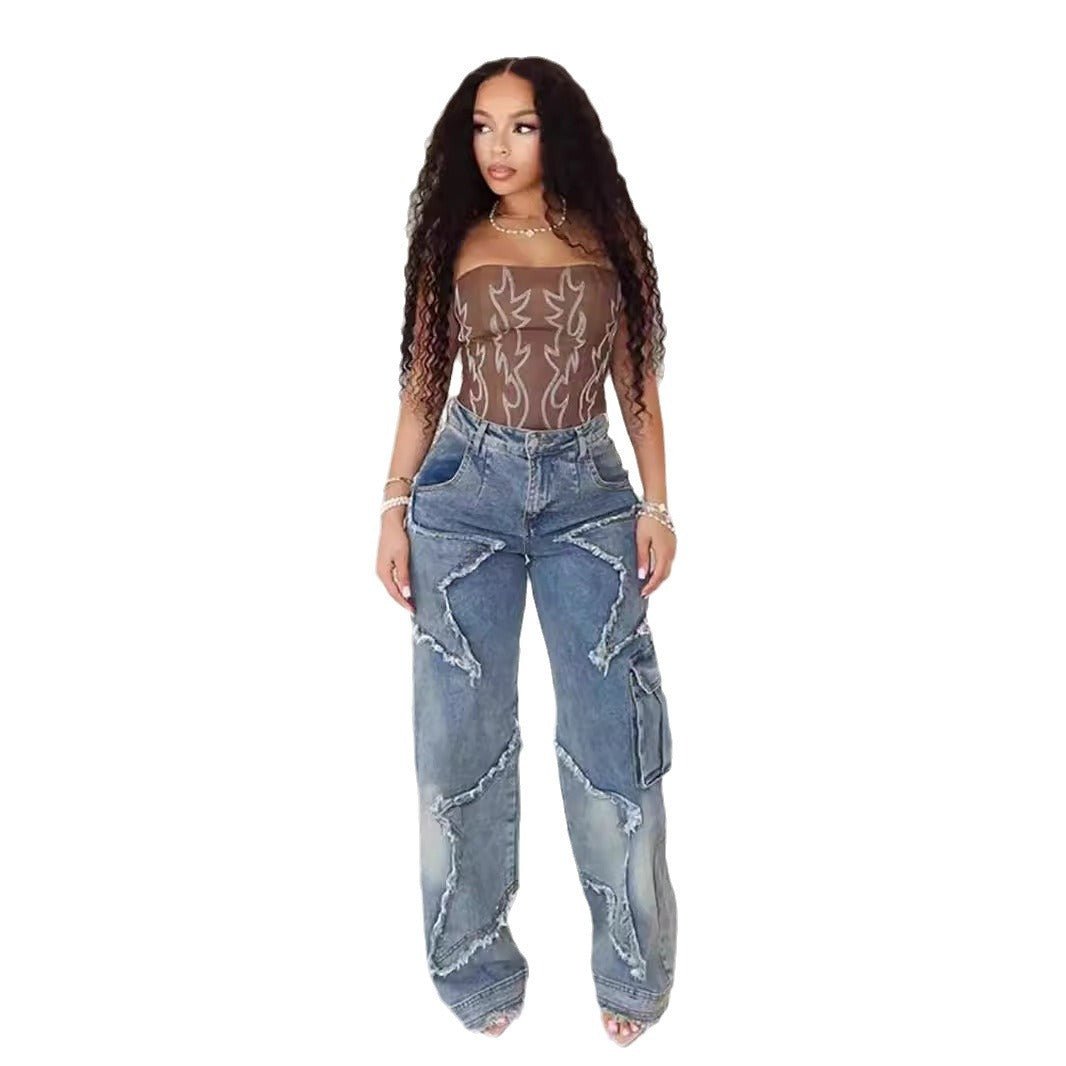 Fringed Burr Loose Straight Casual Pants - AmiraMart