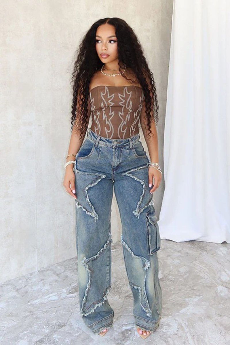 Fringed Burr Loose Straight Casual Pants - AmiraMart