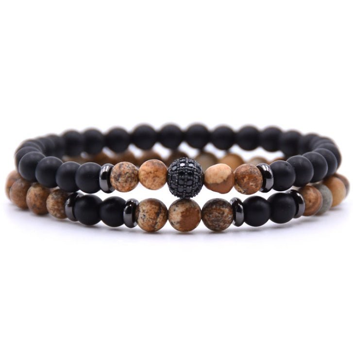 Zircon Inlaid Natural Stone Bracelet - AmiraMart